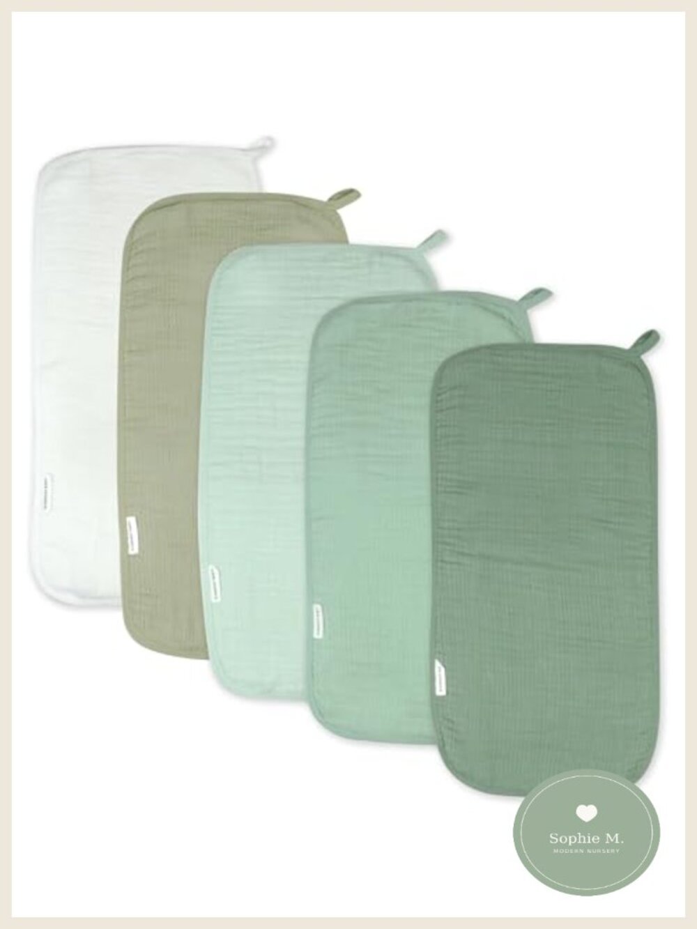 5-Pack Organic Cotton Woven Burp Cloths Soft Absorbent Multi-Layered Unisex